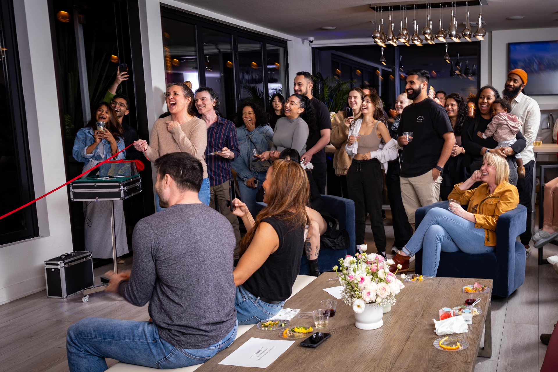 White Rabbit private parlor magic show with emerald curtains